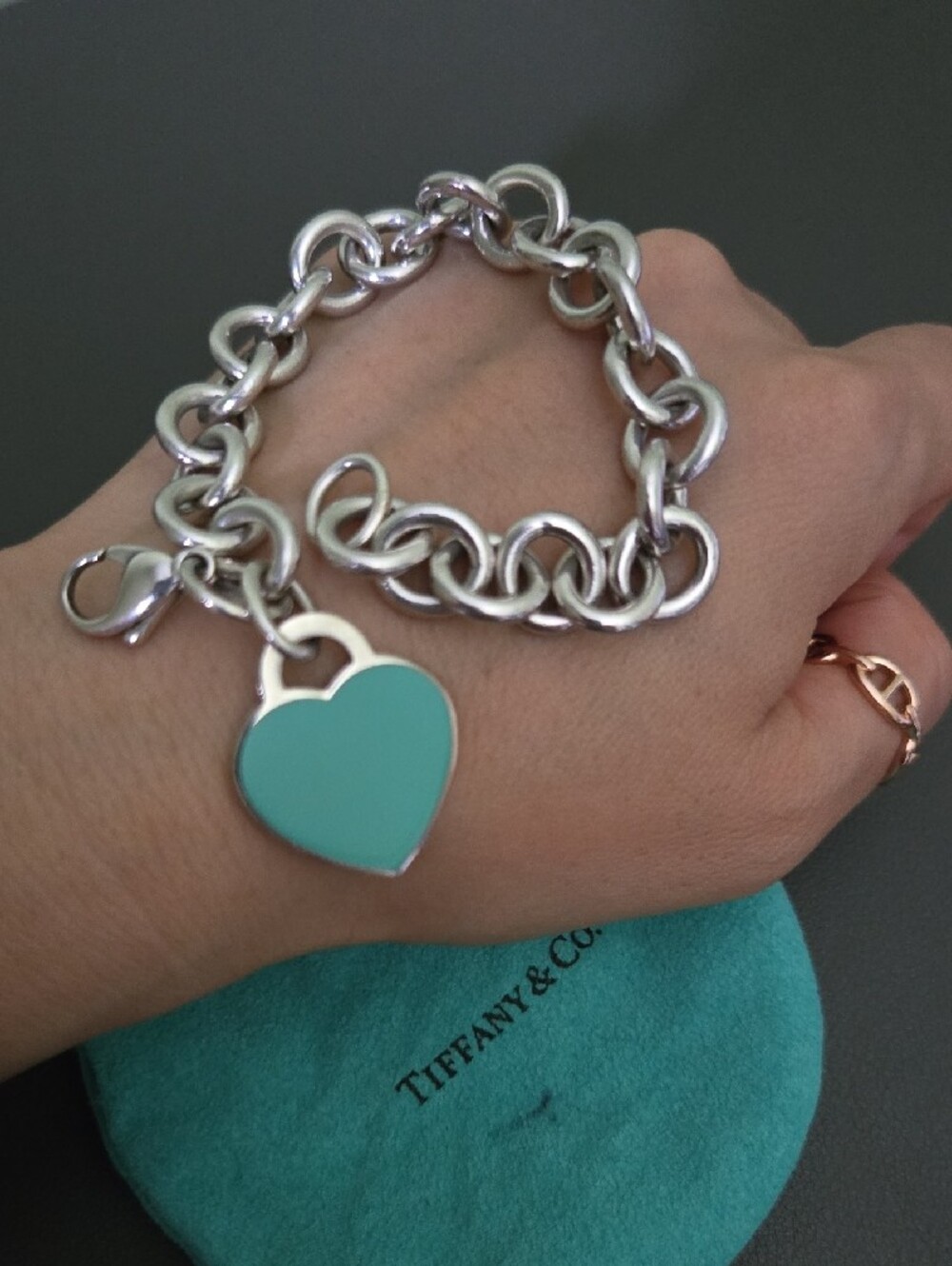 Classic Tiffany & Co. Large Return to Tiffany Blue Enamel Heart Tag Double Side